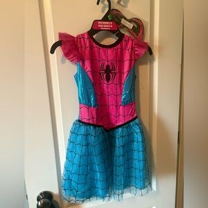 New girl's Marvel Spider-Man Spiderman Halloween Dress Costume mask Medium 8-10